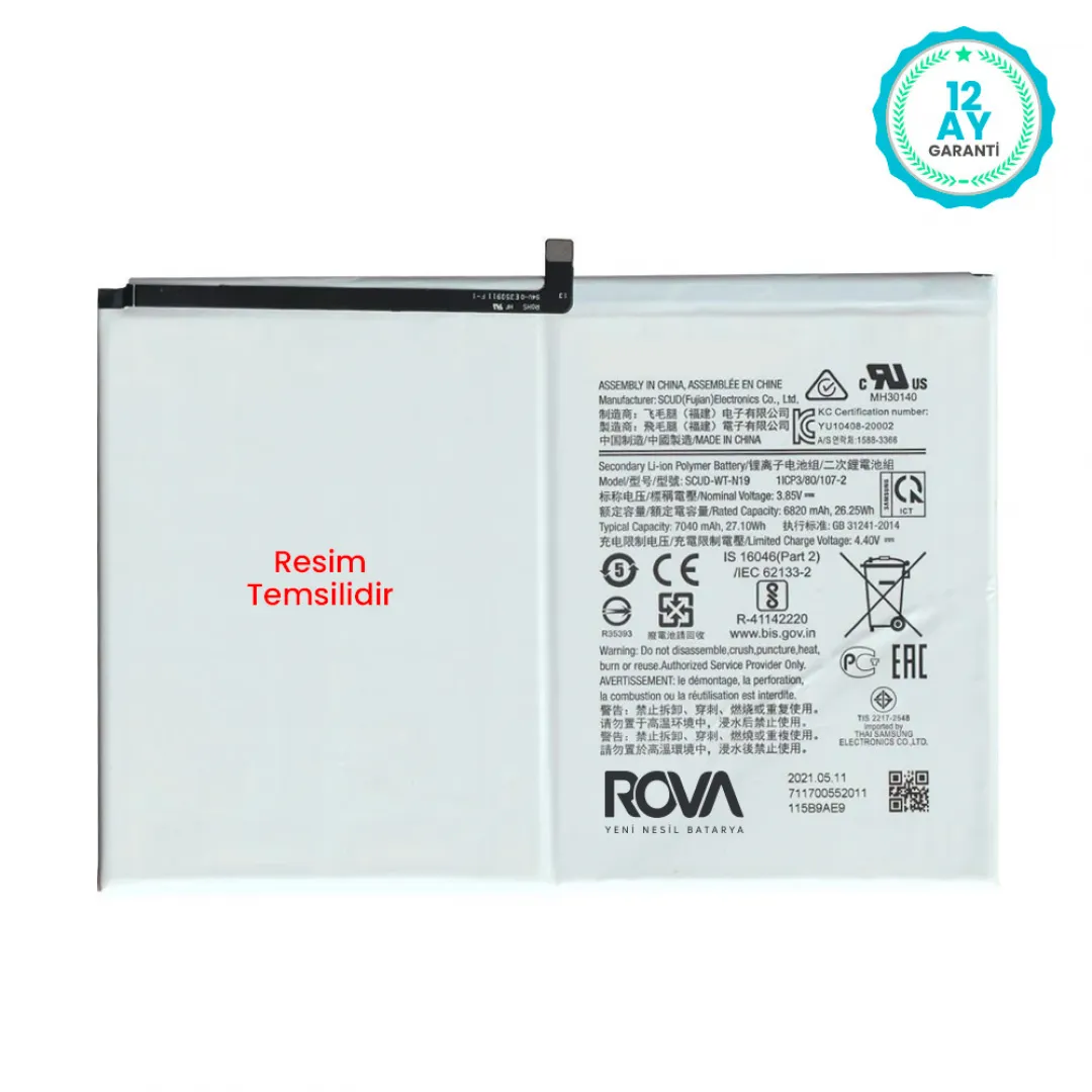 Rova Samsung Galaxy Tab2 10.1 P5100 Batarya Pil 