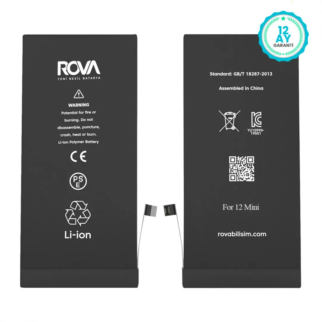 Rova iPhone 12 Mini Yüksek Batarya Pil 2410 mAh