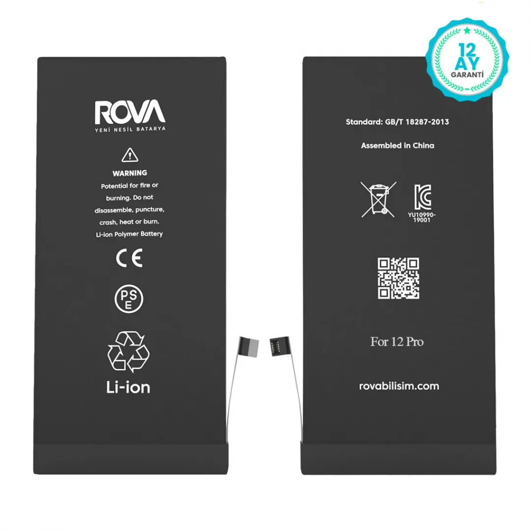 Rova iPhone 12 Pro Yüksek Kapasiteli Batarya Pil 3210 mAh